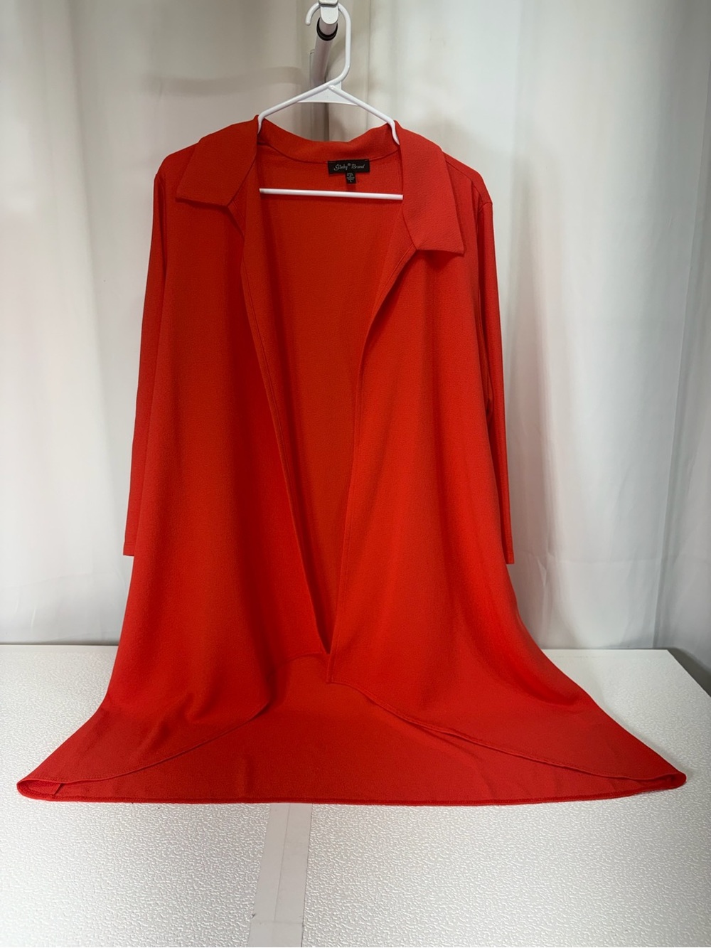 Slinky Brand Vibrant Red Open-Front Draped Blazer 3847